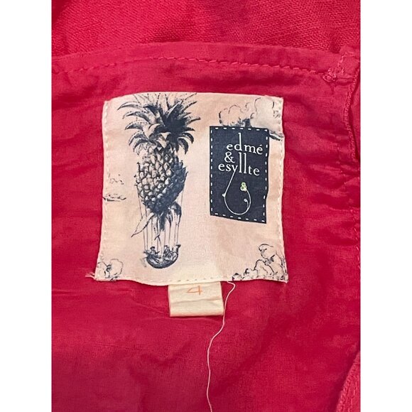 Anthropologie Edme & Esyllte Women's Sleeveless Red Linen Dress Size 4 - Picture 5 of 5